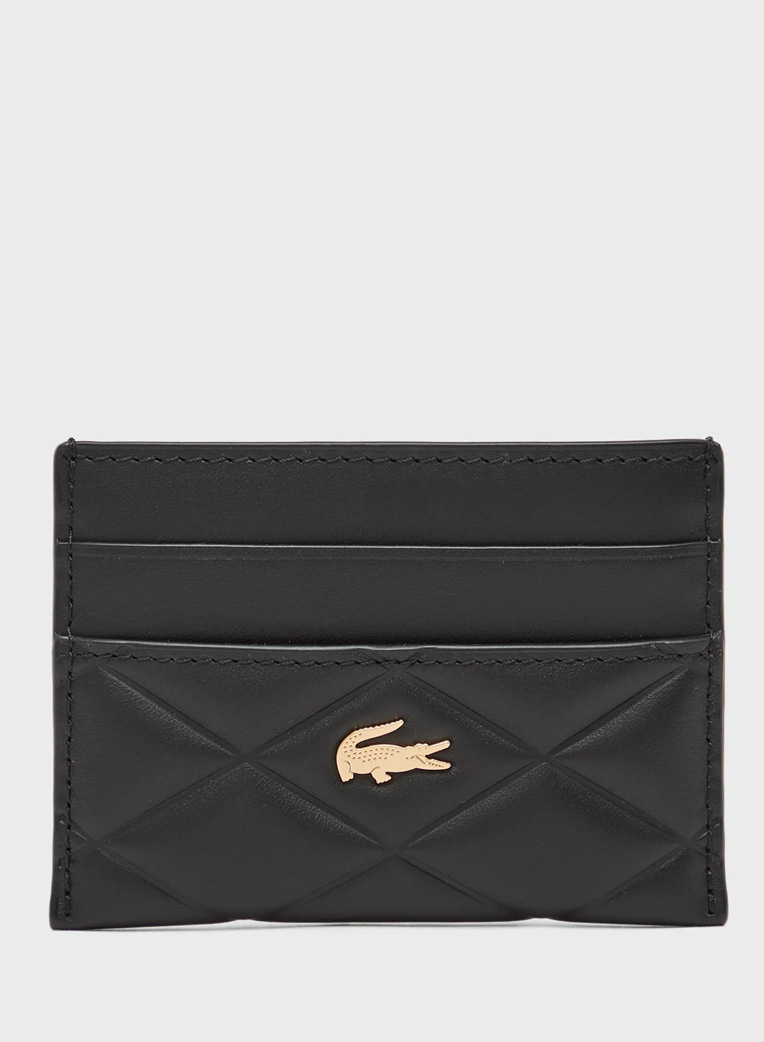 Premium Quilted Cardholder Wallet with Logo Detail (Compact, Unisex) hmf74