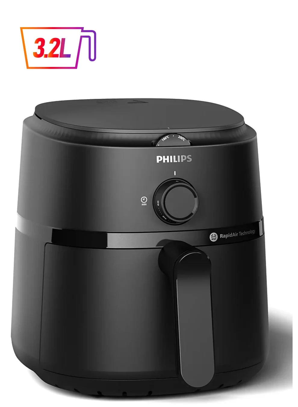 Professional Air Fryer with Rapid Air Technology, 1300W High-Efficiency Cooking Appliance (Black, 3.2 L) 1b7n3