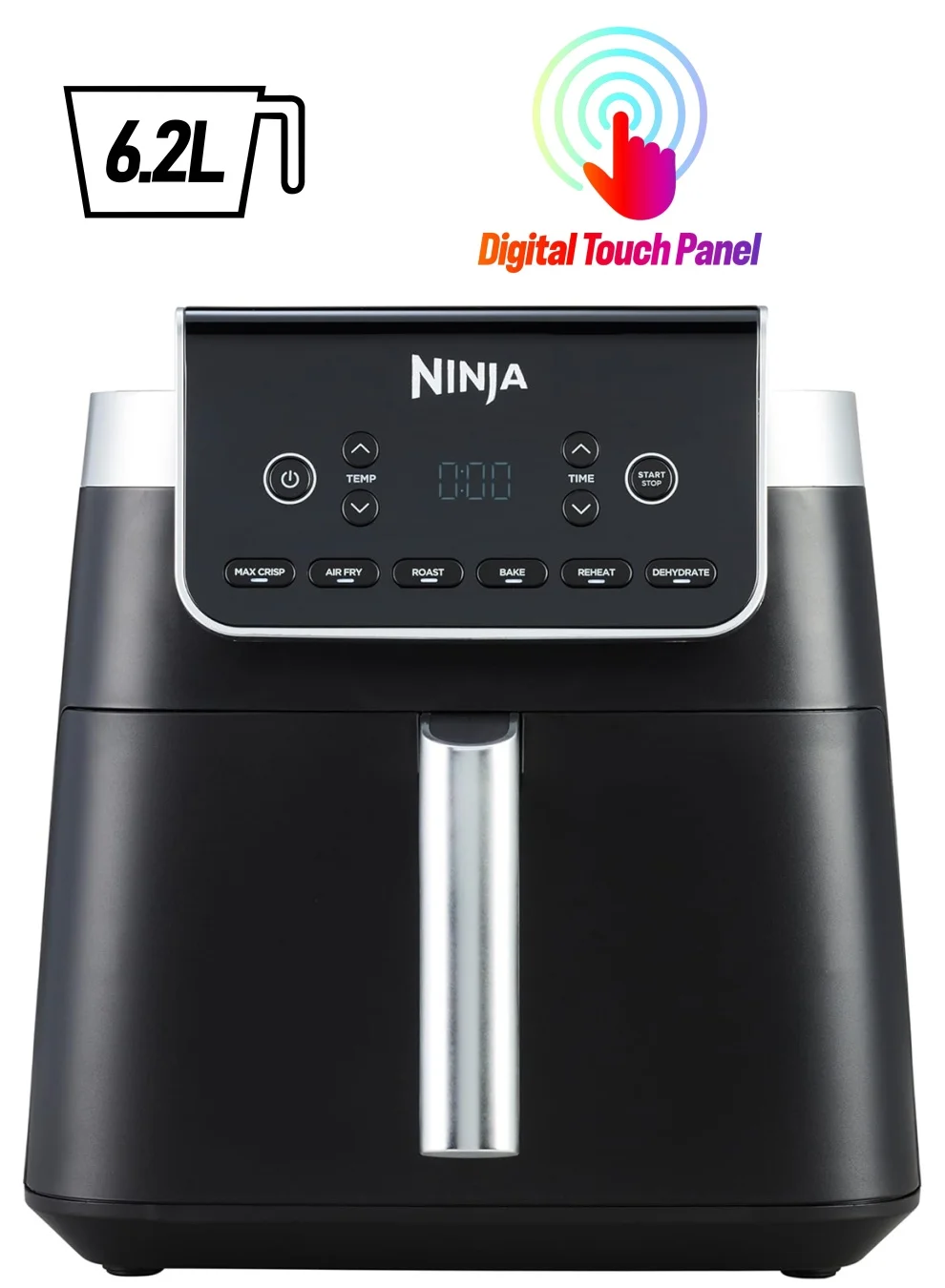 Premium Digital Air Fryer Large Capacity Family Size Non-Stick Square Drawer (Black, 5.5 L) 1dkuc