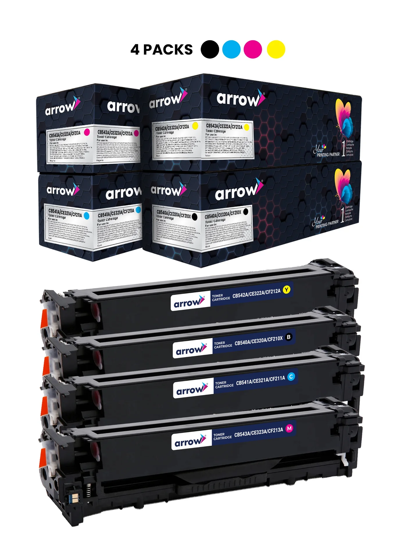 Arrow Toner Cartridge 4-Pack Replacement Set for Laser Printers (Black, Cyan, Yellow, Magenta, 4-Piece Set) 2z79w
