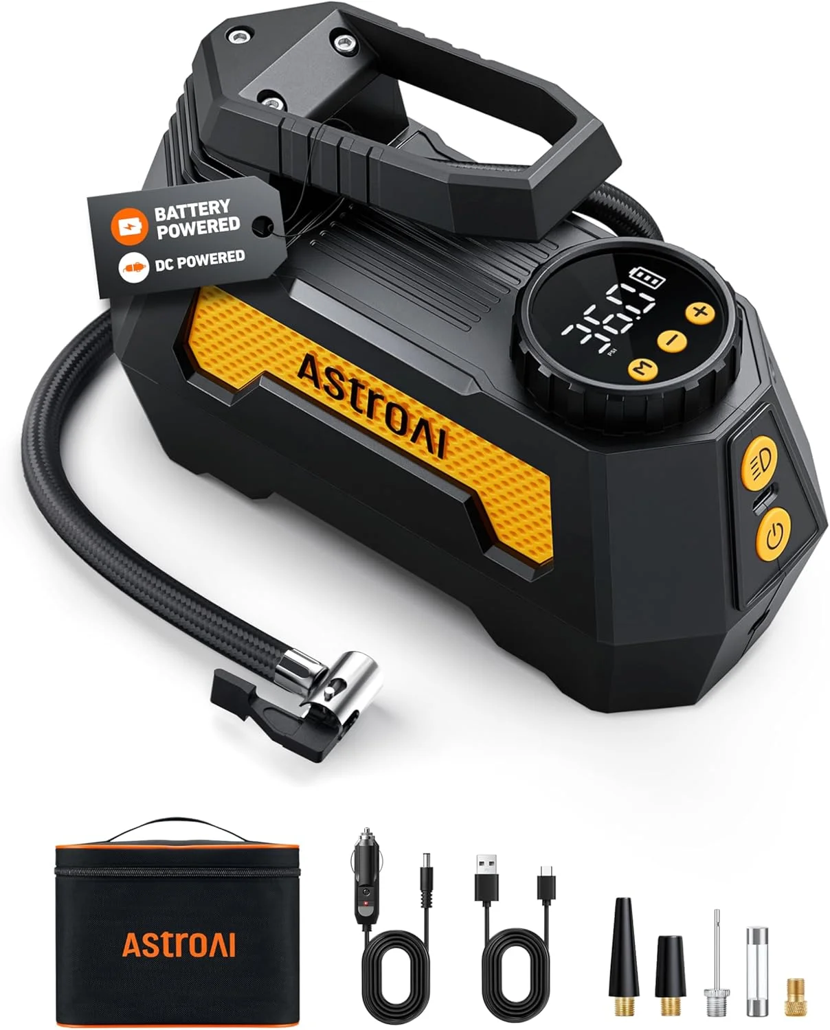 Portable Digital Tyre Inflator Air Compressor for Car and Motorcycle (12V, 150 PSI) xvd8w