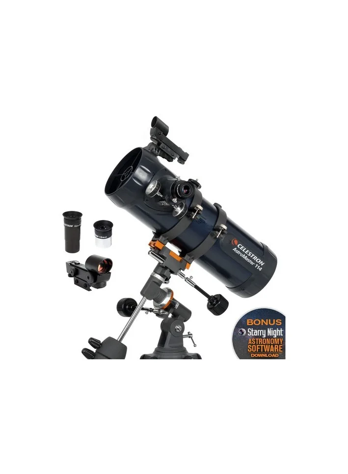 Premium Newtonian Reflecting Telescope with Equatorial Mount and Electronic Viewfinder (114mm Aperture) 1cge4
