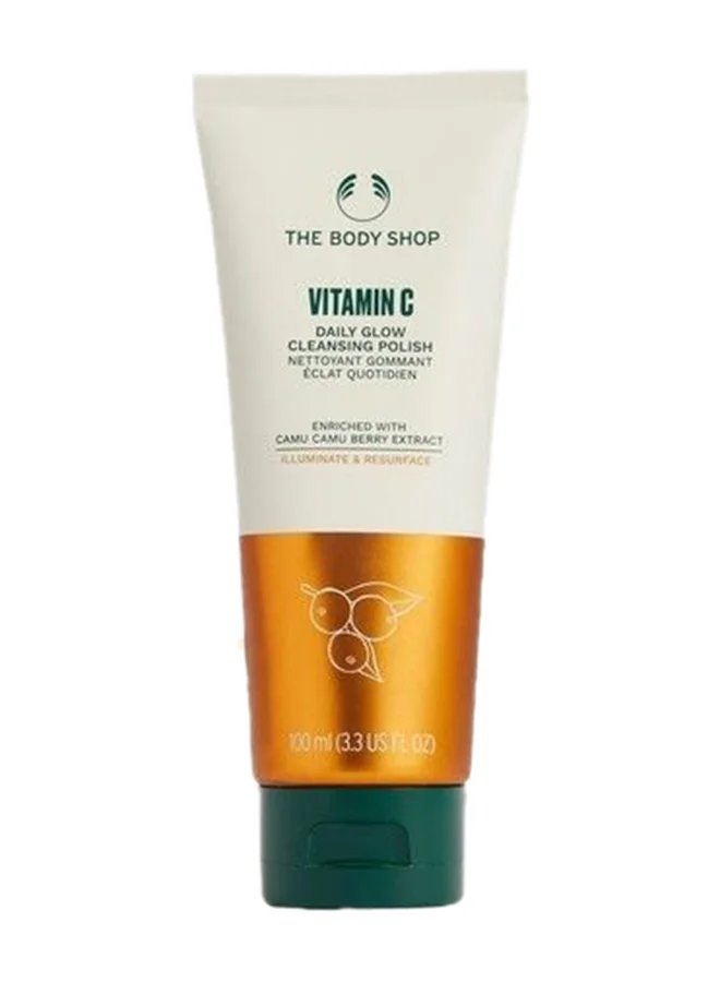 THE BODY SHOP Vitamin C Daily Glow Cleansing Polish Exfoliating Face Wash with Jojoba Microbeads & Volcanic Glass (100 mL) luoao