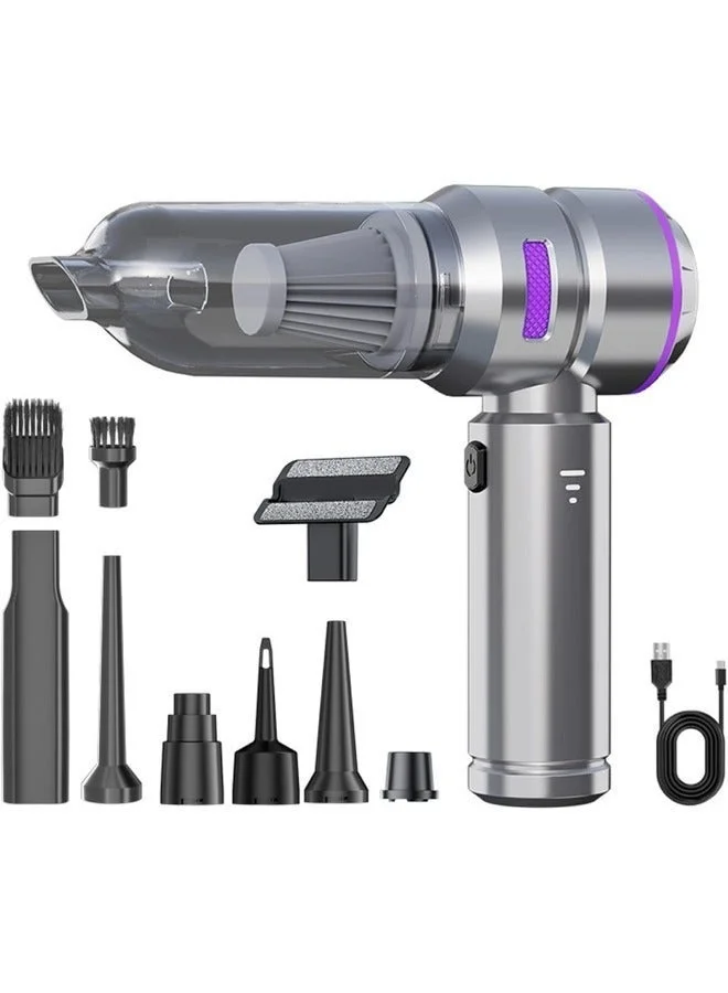 XVersion 2-in-1 Handheld Car Vacuum and Electric Air Duster 16000PA High-Power Cordless Cleaning Tool (Gray, 1 Unit) 4moo8