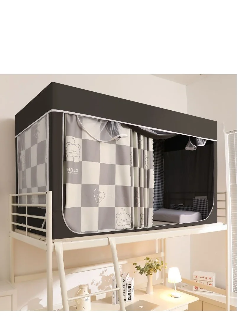 Bluejw Bed Canopy Privacy Curtain Premium Blackout Shading Cloth for Single Bed (Black, 190 x 90 cm) at6cg