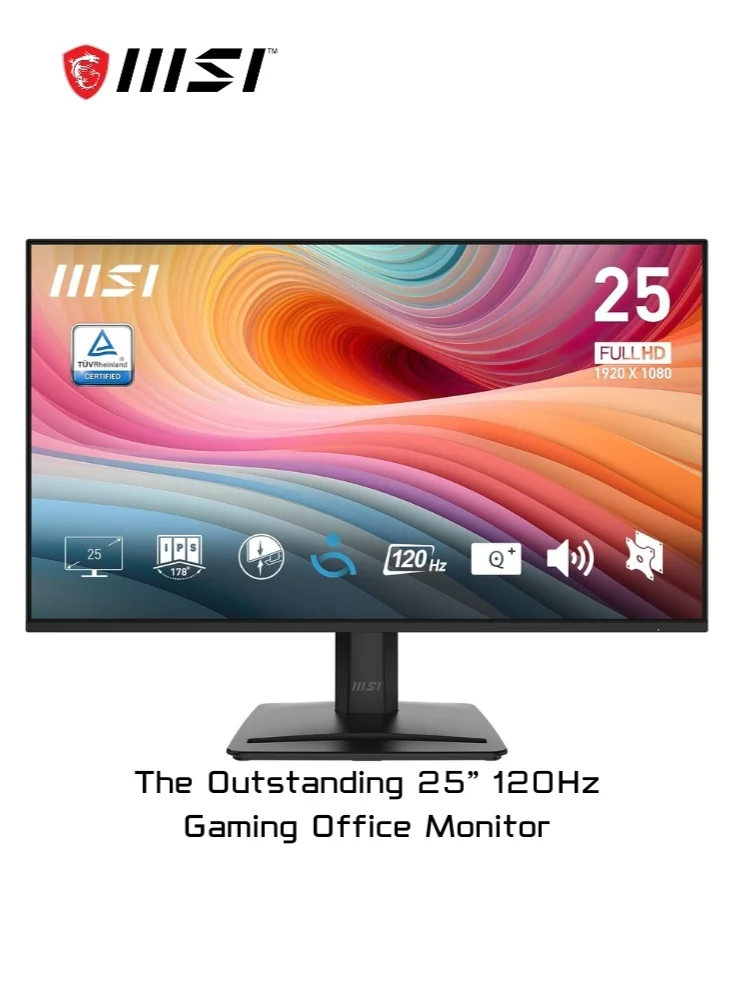 Premium 25 Inch Full HD IPS Gaming Monitor Borderless 120Hz Display with Built-in Speakers and Adjustable Tilt (Black, 25 Inch) 2k0xw