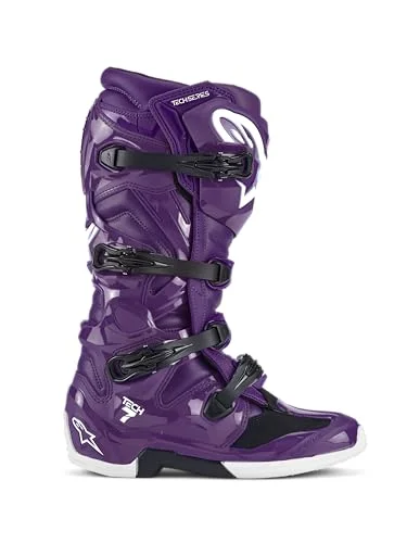 Professional Motocross Racing Boots High-Performance Protective Off-Road Footwear (Purple, Size 8) ilk7m