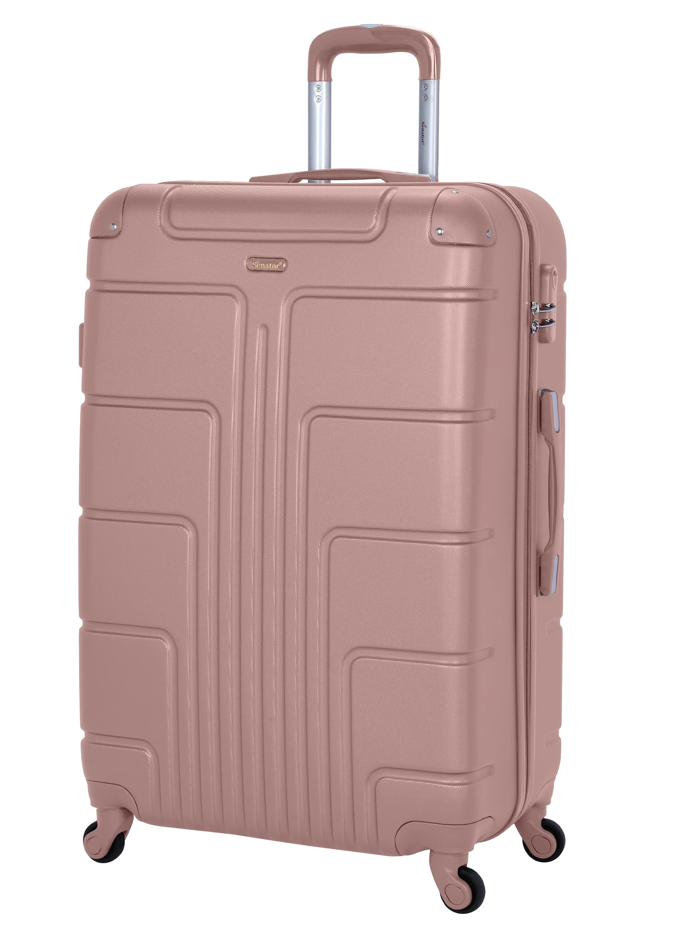 SENATOR Hard Case Travel Luggage Extra Large Checked Trolley Suitcase with 4 Spinner Wheels (Rose Gold, 75 cm) o477m