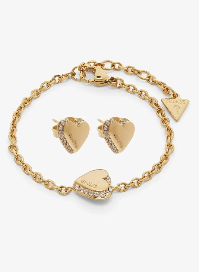 Premium Heart Bracelet and Stud Earrings Set Elegant Jewelry Accessory for Women q2tix