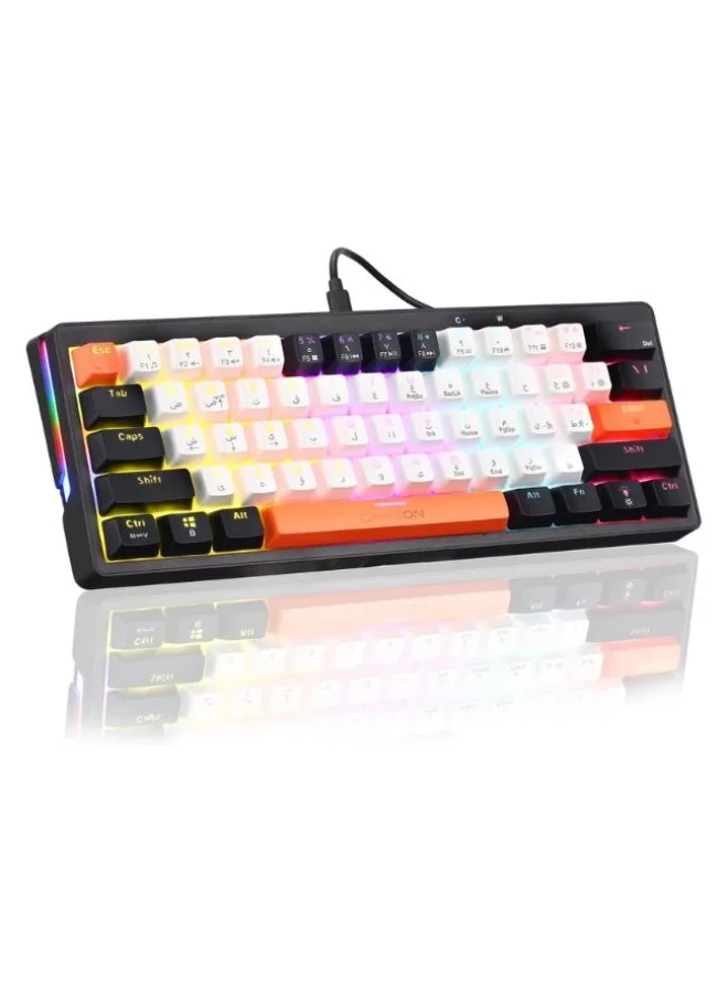 GAMEON AEROX GOMK160-RS 60% RGB Mechanical Gaming Keyboard, Compact 61-Key Wired Layout with Red Linear Switches, English/Arabic Layout (Black, 29 cm) nhsc8