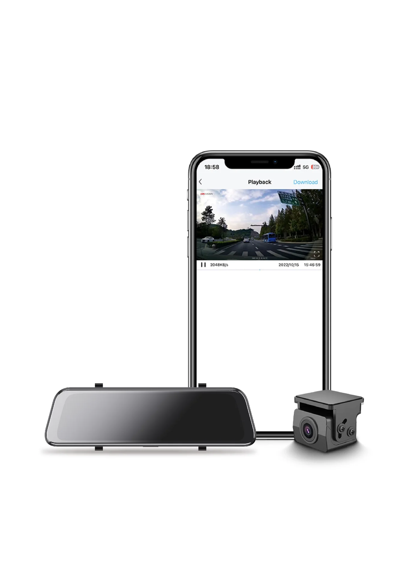 Premium Rearview Mirror Dash Cam 2K Dual Channel 10-inch Touch Screen with Voice Control and Reversing Assistance emww5