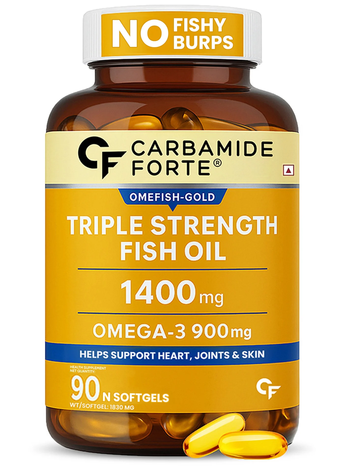 CARBAMIDE FORTE Triple Strength Fish Oil 1400mg with Omega 3 900mg (90 Softgel Capsules) rs6in