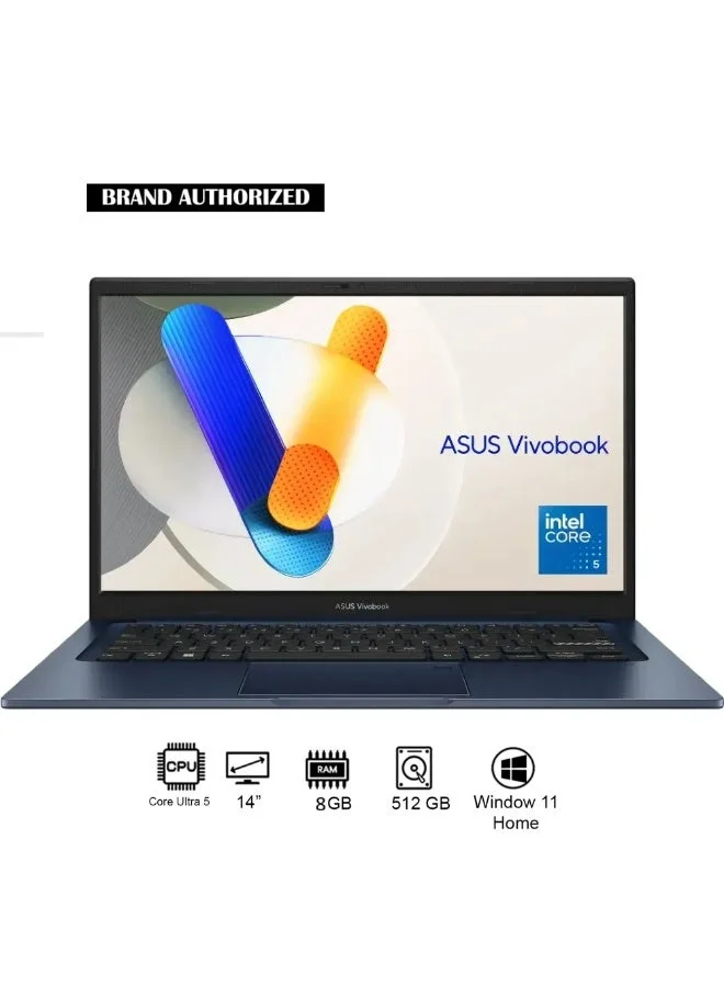 Premium 14-Inch FHD Laptop, Intel Core 5 Processor, 8GB RAM, 512GB SSD, Windows 11, Slim & Lightweight Design for Students and Professionals (Blue, 14-Inch) e7c9z