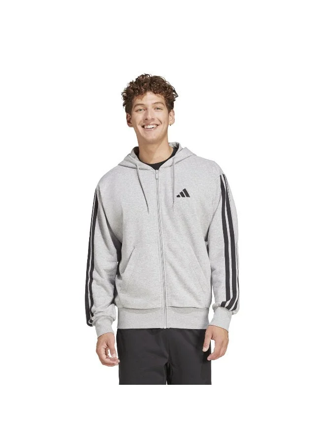 Sport French Terry Fullzip Hoodie Premium Athletic Jacket with Three Stripes (Black, Large) tk21b