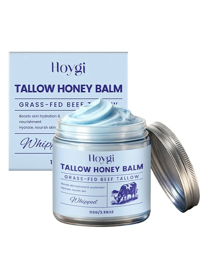 Hoygi Tallow Honey Balm Moisturizer for Face and Body (Grass-Fed Beef Tallow, Beeswax, 113g) 4t62v