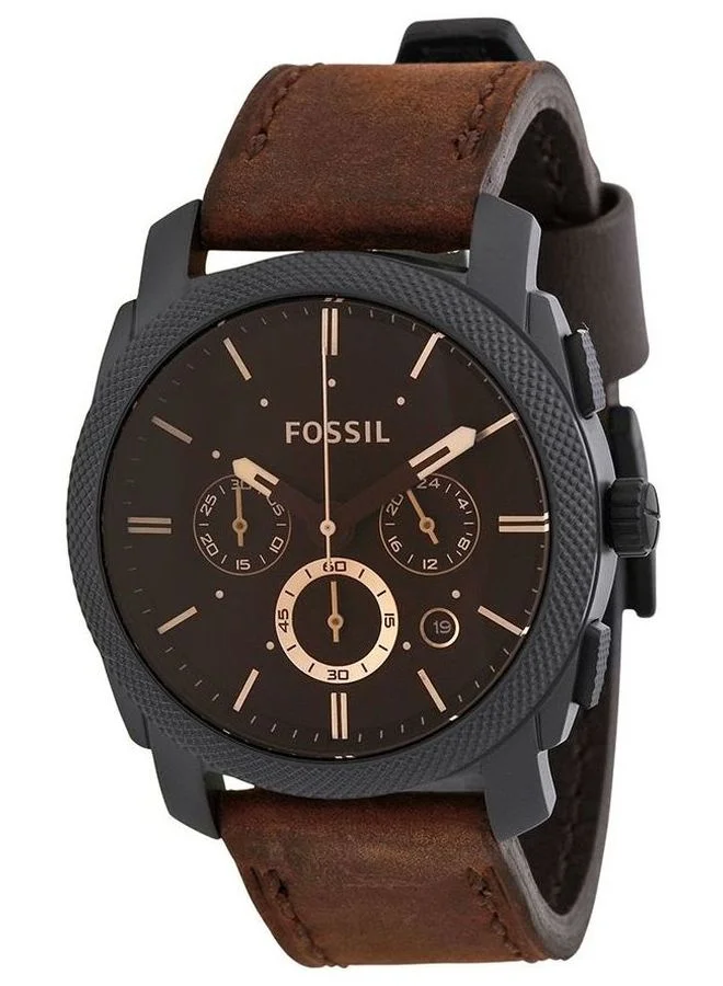 Premium Men Chronograph Watch Leather Strap Water Resistant Analog Timepiece (Brown, 44mm) u2krr