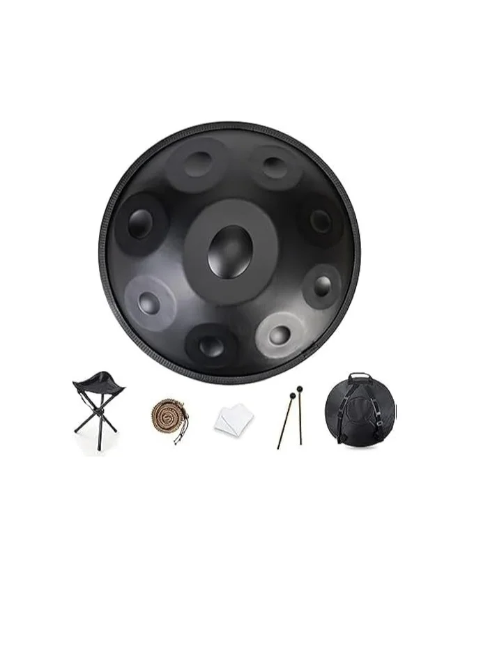 Megarya Professional Steel Tongue Drum 9-Note D Minor Handpan (Black, 22-Inch) - Premium Percussion Instrument for Meditation and Sound Healing du2p7