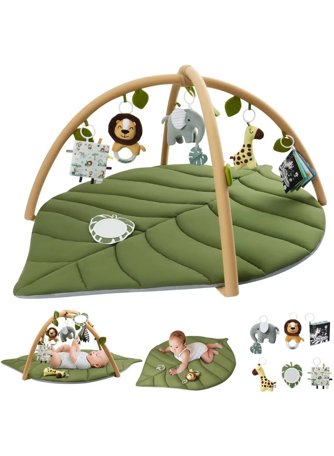 XICEN Baby Gym Play Mat Leaf Shaped Activity Center with Detachable Toys (Cotton Blend, 100 cm) uyeiu