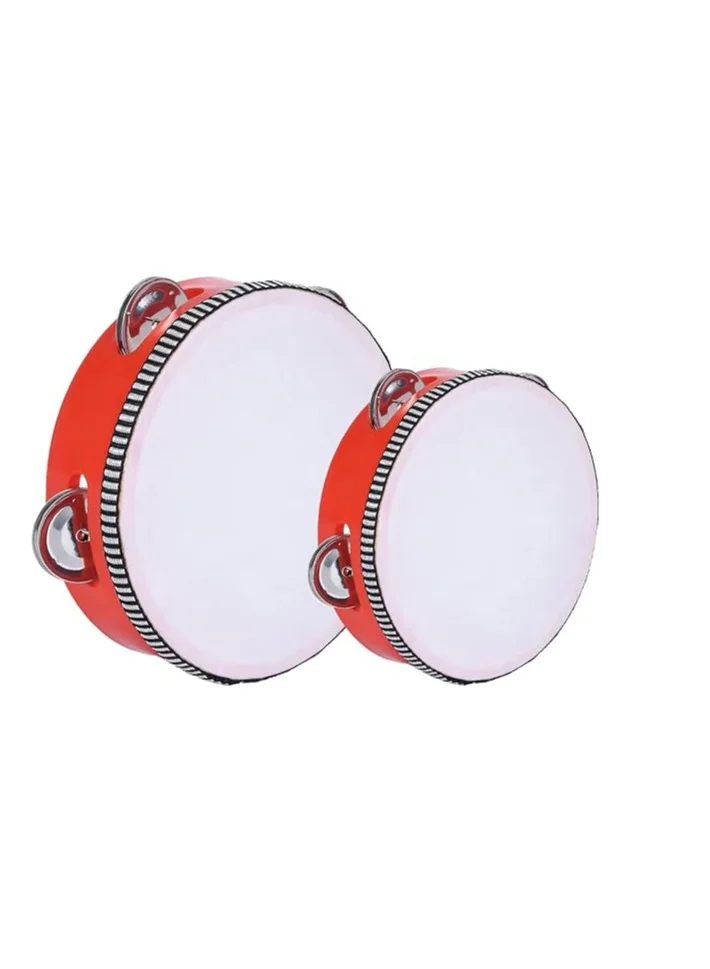 Sunshine Smile Hand Drum Percussion Set (2-Piece Wooden Tambourine with Bells for Kids) qbo3i