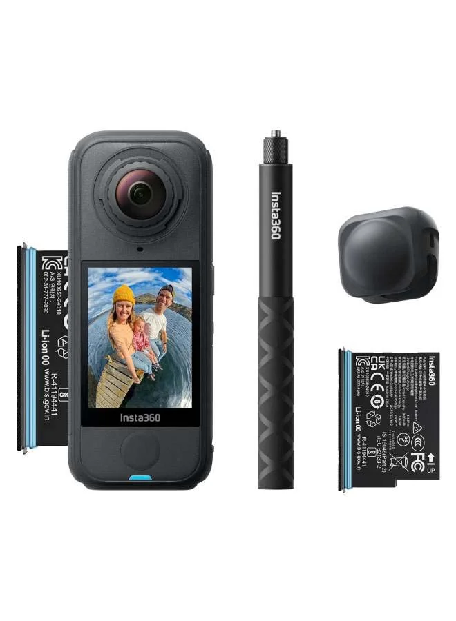 Premium 8K 360 Action Camera Bundle for Travel and Sports (Black) zxhrb