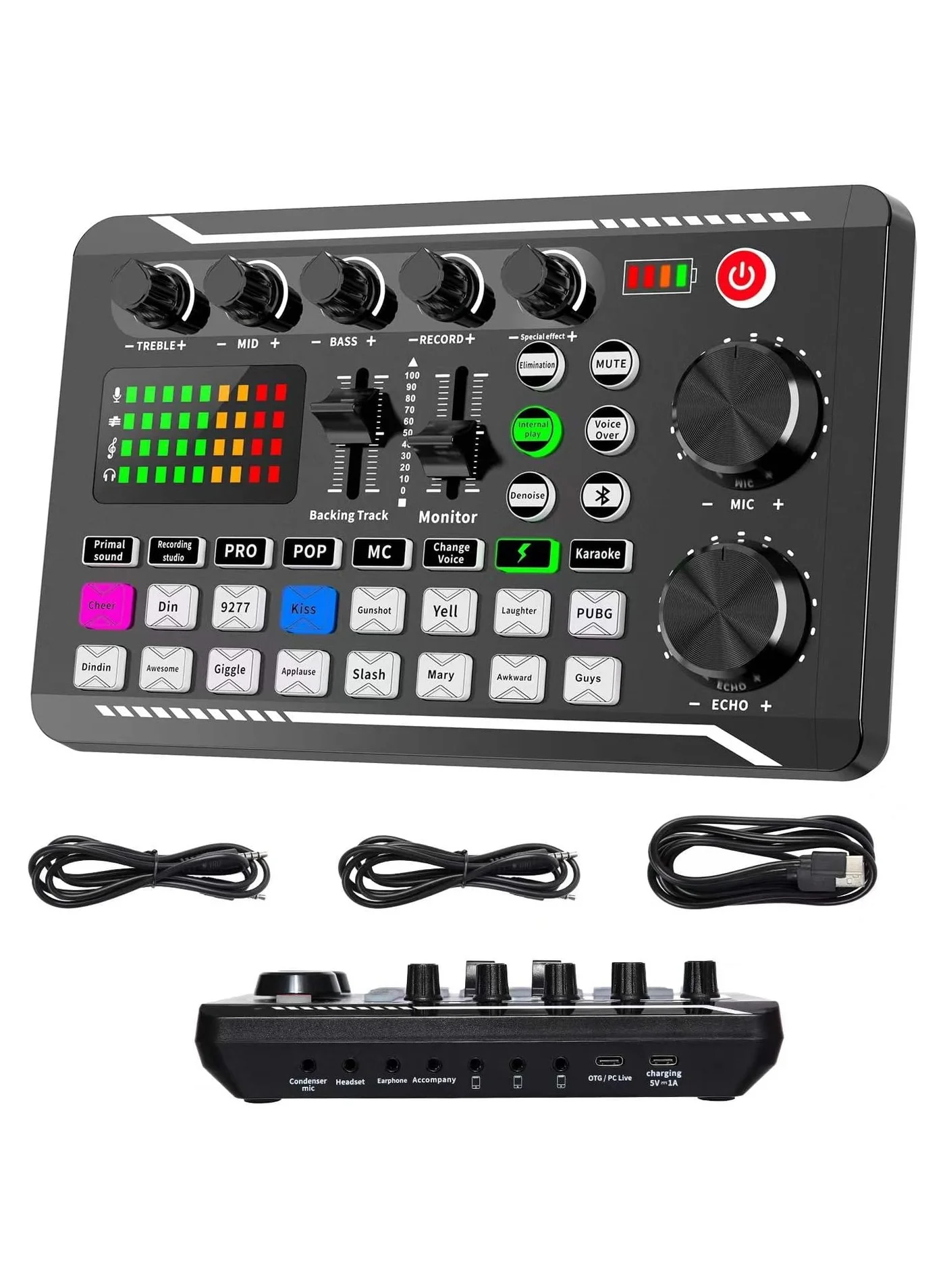 NNEWVANTE Professional Audio Mixer Sound Card Interface with Voice Changer and DJ Effects for Streaming Podcasting and Gaming (1 Unit) n4ow5