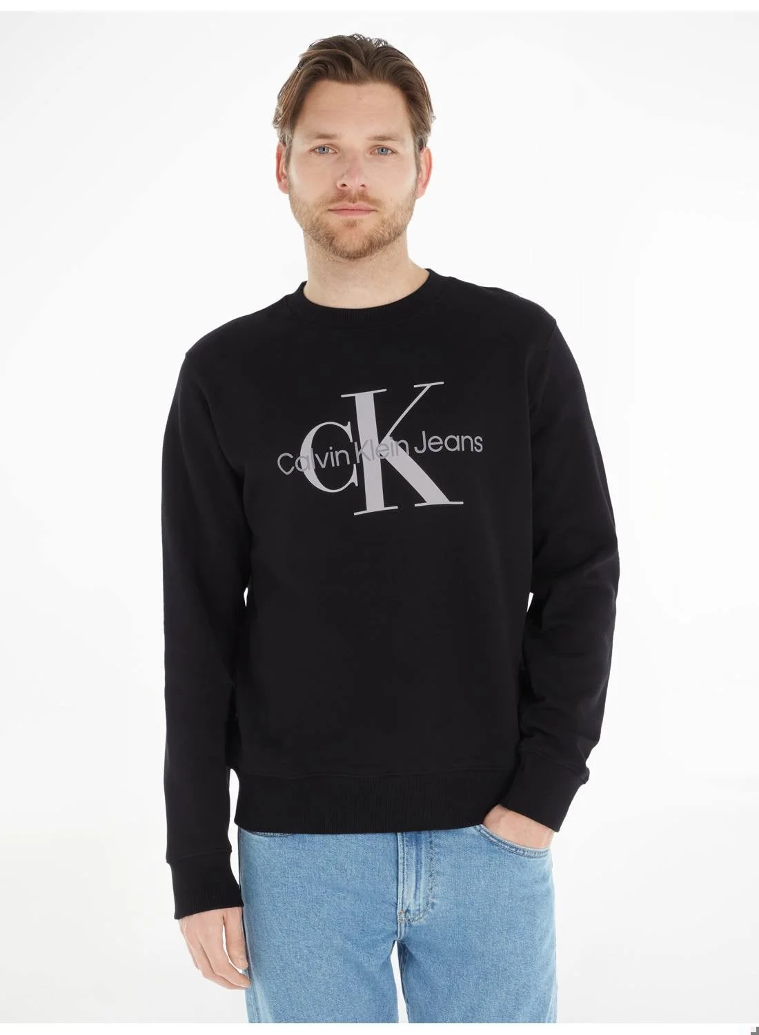 Premium Cotton Crewneck Sweatshirt Soft Breathable Pullover For Men (Solid, Large) cfw08