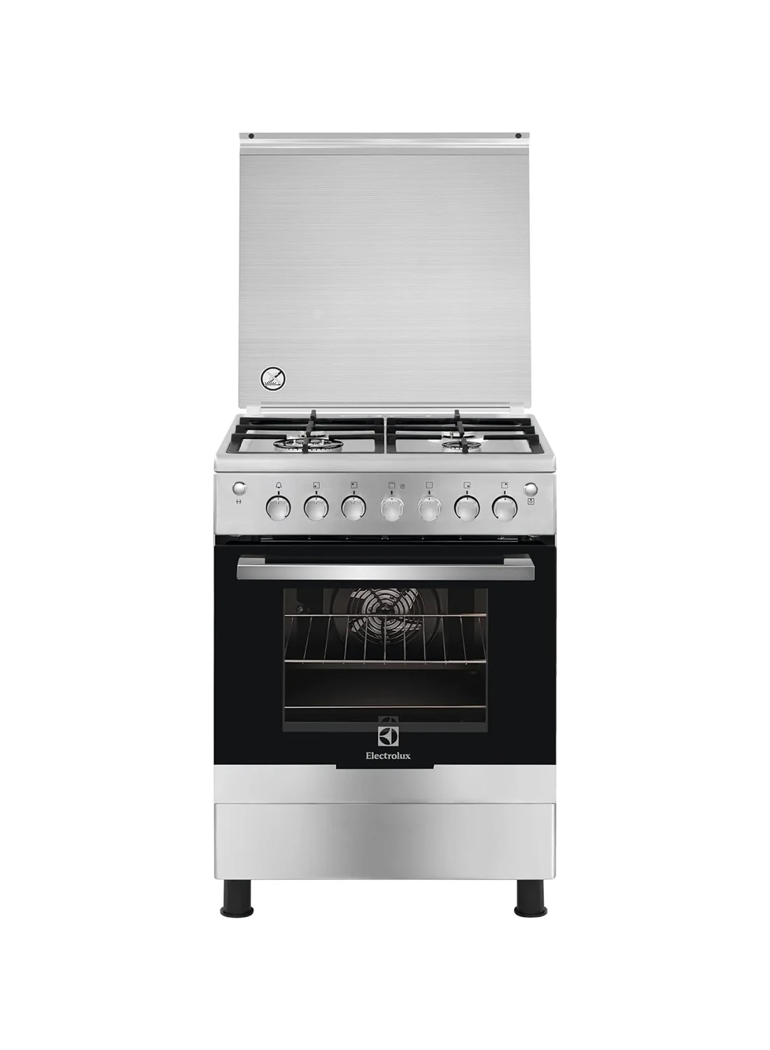 Premium Freestanding Gas Cooker with 4 Burners and XXL Oven (Stainless Steel, 60x60cm) a6zfc