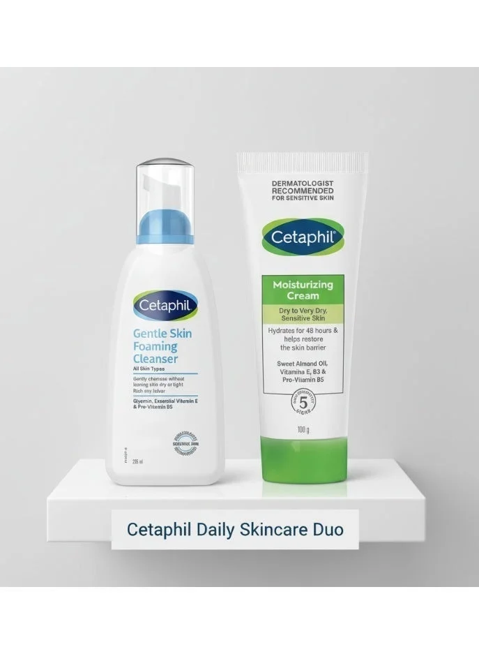 Gentle Skincare Regimen Pack Oil-Free Foaming Cleanser and Moisturizing Cream (236mL and 100g) For Sensitive Skin zh48p
