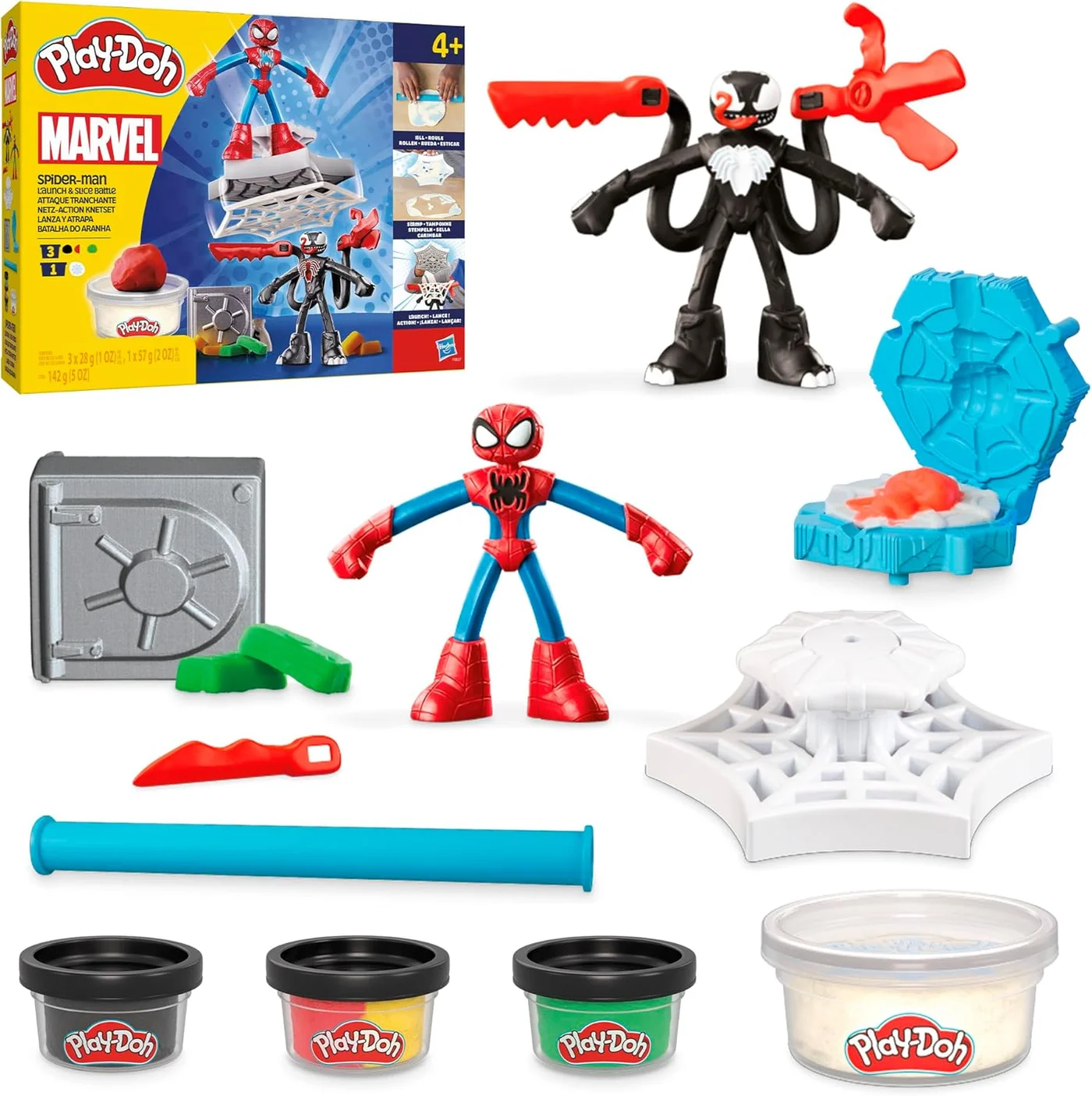 Superhero Action Figure Battle Playset with 2 Bendy Figures and 7 Accessories (9 Piece Set) ngybj