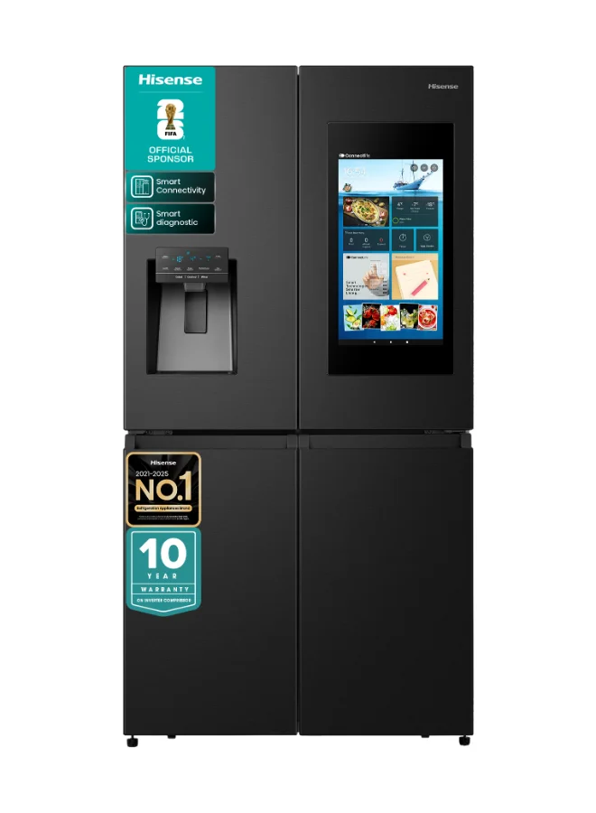 Premium Cross Door Refrigerator with Smart TFT Screen and Ice & Water Dispenser (Black, 760L) a2664