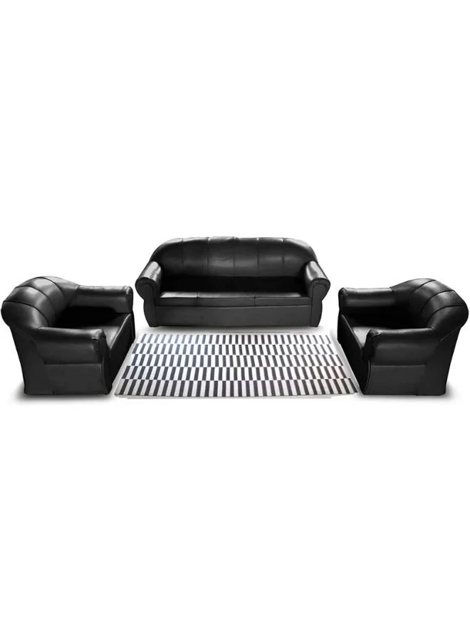 Maharat Al Bahar 5-Seater Sofa Set Premium PVC Leather Living Room Furniture (Black, 190x80x70 cm) hpn2m