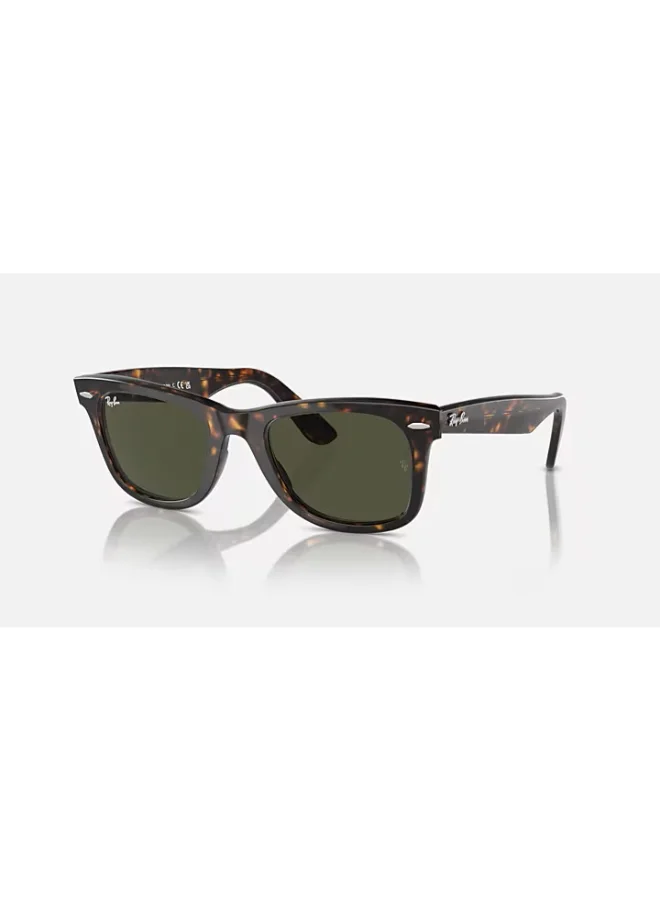 Premium Wayfarer Tortoise Shell Sunglasses with Green Lenses (Unisex, 50mm) hur2i