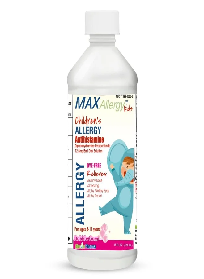 Children Allergy Relief Liquid Antihistamine (Bubble Gum Flavor, 473 mL) 1qor7