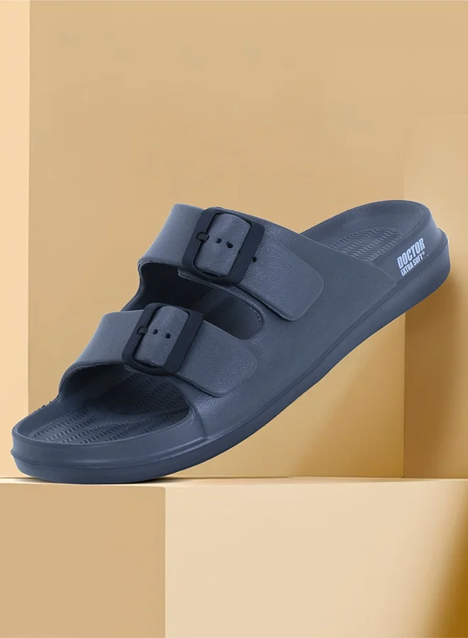 Doctor Extra Soft Comfort Slides for Men, Double Strap Casual Sandals with Anti-Slip Sole (Black, 42 EU) oz3p8