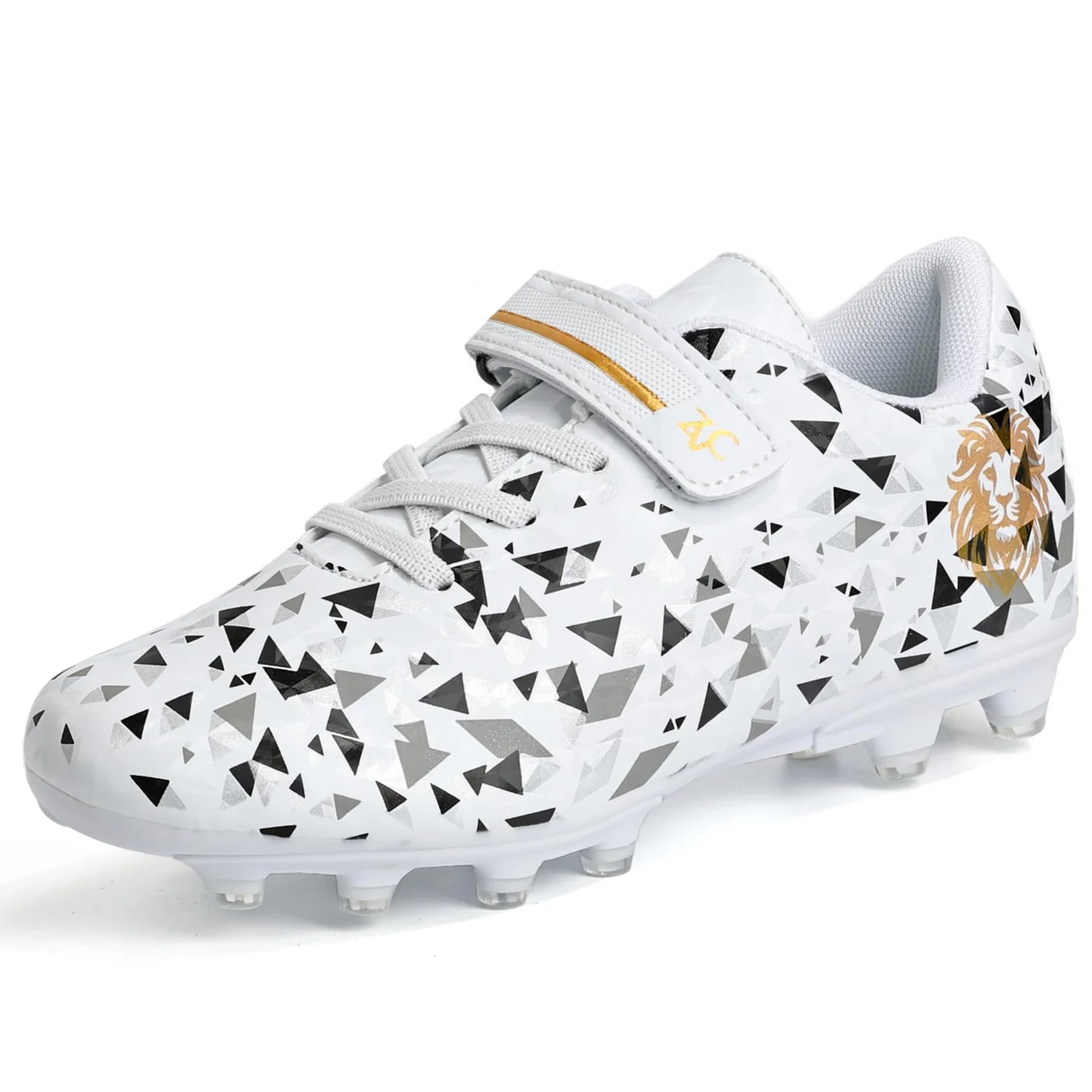 ZVC Kids Soccer Cleats Professional Firm Ground Football Shoes (White, Youth Size) yuxya