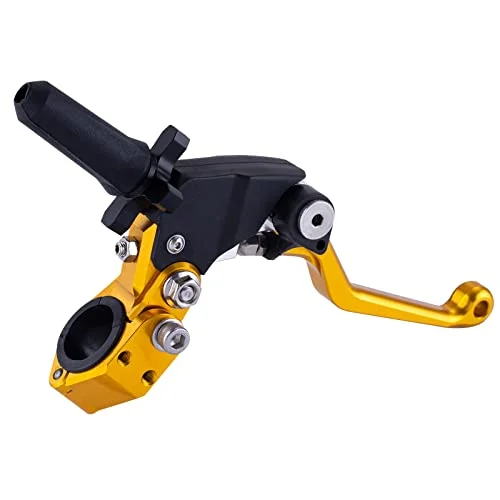 PRO CAKEN Motorcycle Clutch Lever 22mm Universal Aluminum Alloy Foldable Handle with Mounting Seat for Street Sport Dirt Pit Bikes Scooter ATV (Gold, 22mm) cd4rq
