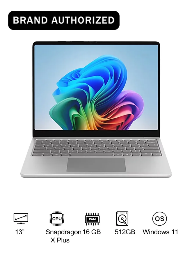 Premium 13-Inch Copilot+ Laptop, Snapdragon X Plus, 16GB RAM, 512GB SSD, Full HD Display, Windows 11 Home, English/Arabic Keyboard (Silver) dhcez
