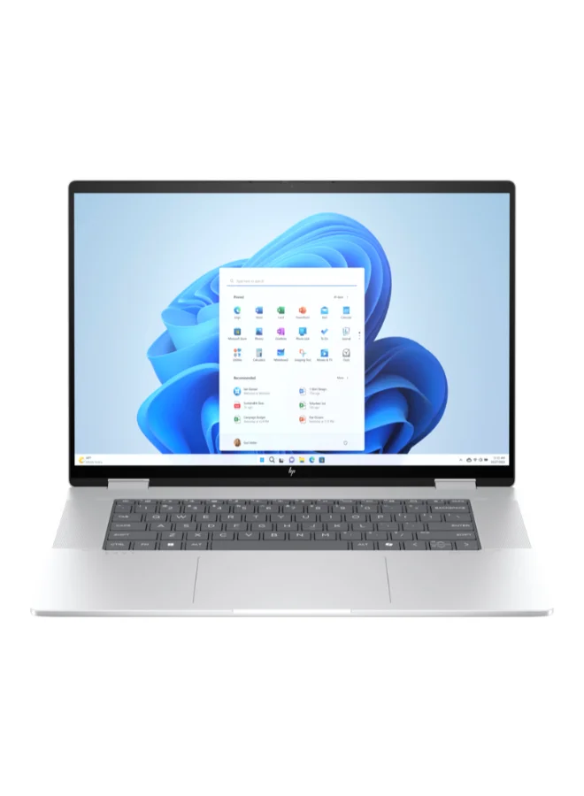 Premium 16-Inch 2-in-1 Convertible Laptop, Core Ultra 7 Processor, 16GB RAM, 1TB SSD, Windows 11, English/Arabic Keyboard (Glacier Silver) oxunm