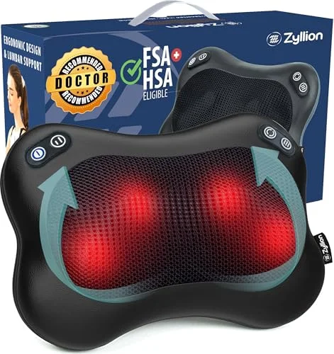 Premium Cordless Shiatsu Back and Neck Massager with Heat 3D Deep Tissue Kneading Pillow (Black, 1 Unit) 69vy6