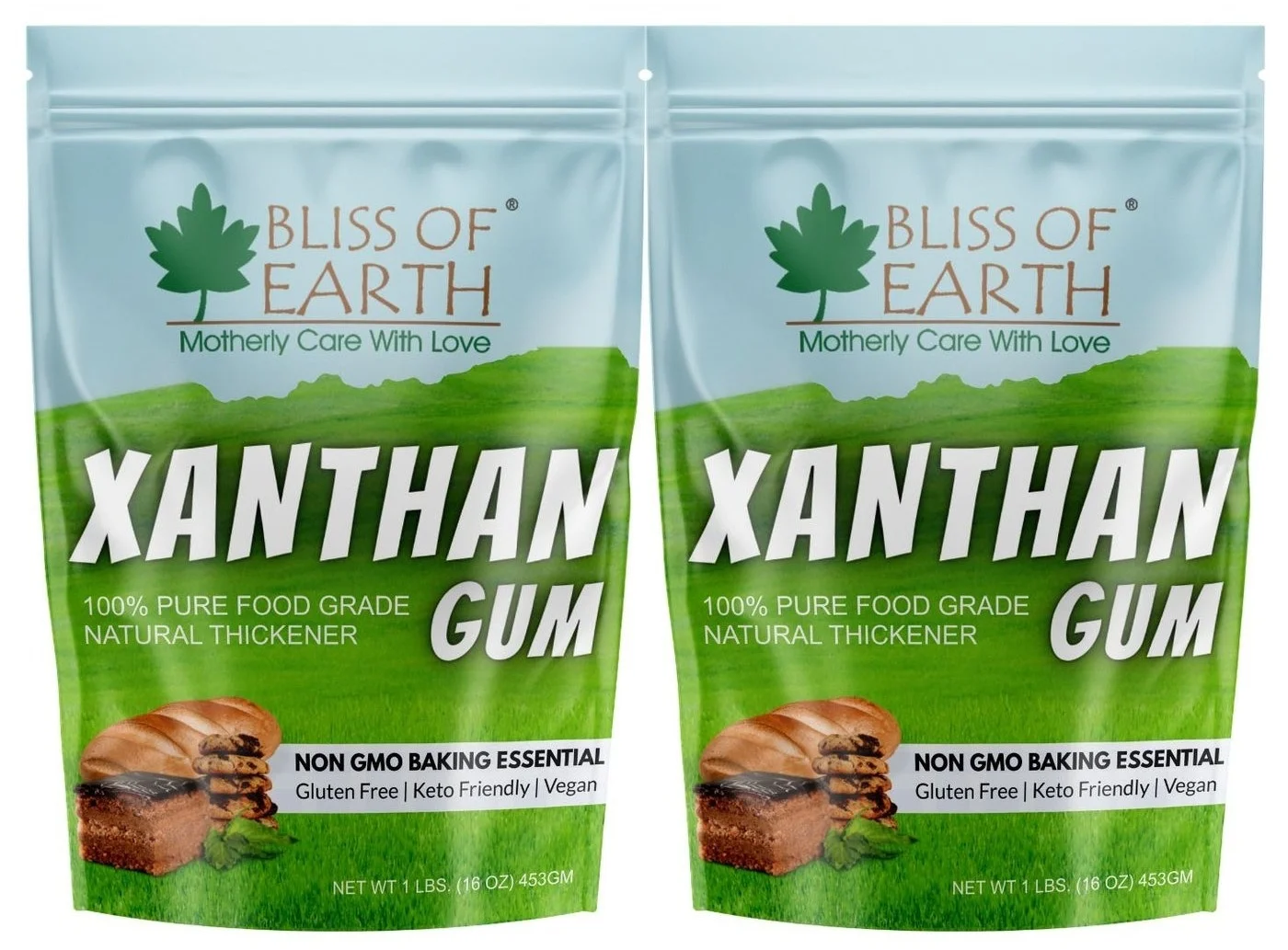 Bliss of Earth Xanthan Gum Powder Premium Food Grade Thickener for Baking and Cooking (906g, Pack of 2) pvo2m