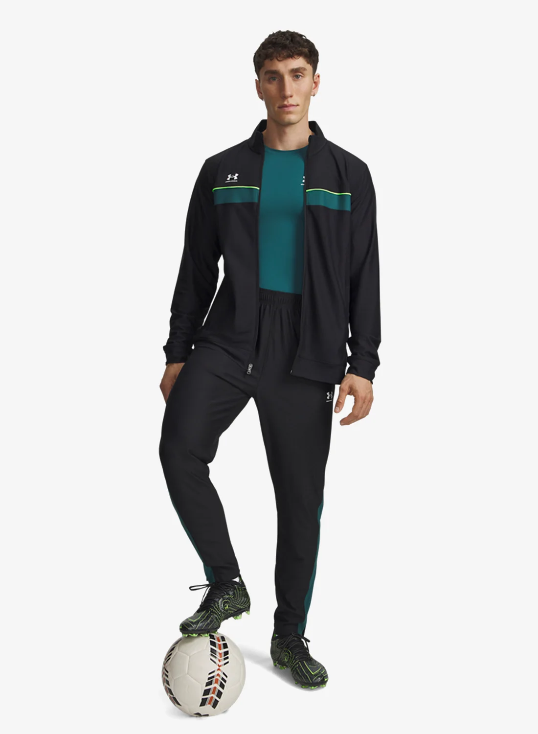 Athletic Challenger Tracksuit Premium Lightweight Sportswear Set for Men (Black, Large) 5qz58