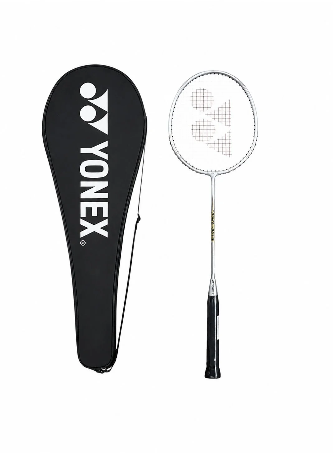 Premium Aluminum Badminton Racquet with Full Cover (Silver, 130 g) 52glq