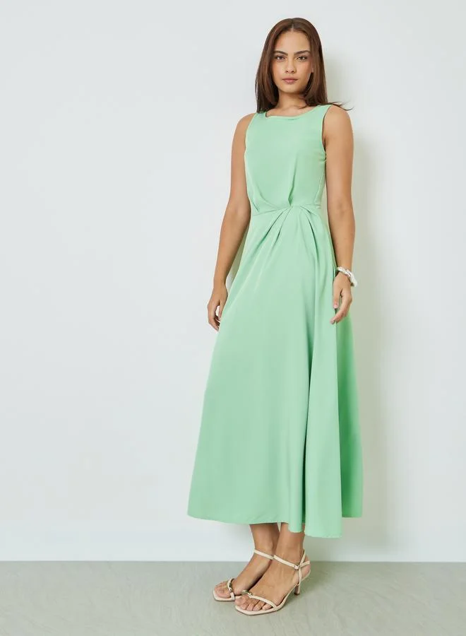 Styli Casual A-Line Maxi Dress Sleeveless Summer Flowy Gown (Green, Medium) t34ot