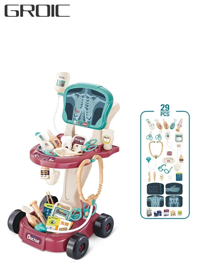 GROIC Doctor Kit Toy for Kids Pretend Play Medical Station Set with Lights and Accessories (29 Pieces) x31kq