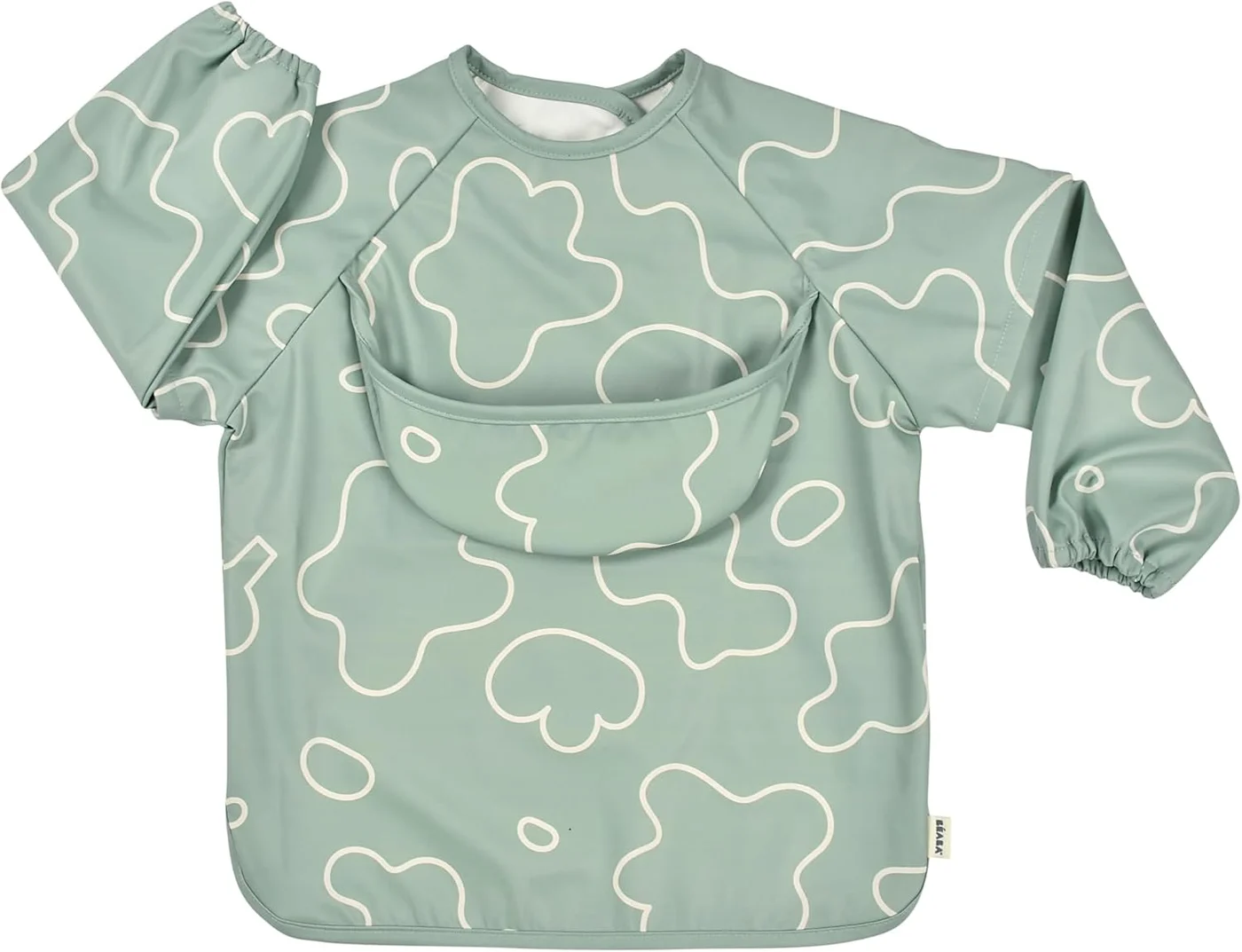 Premium Waterproof Baby Bib with Removable Sleeves (Sage Green, One Size) eqnmp
