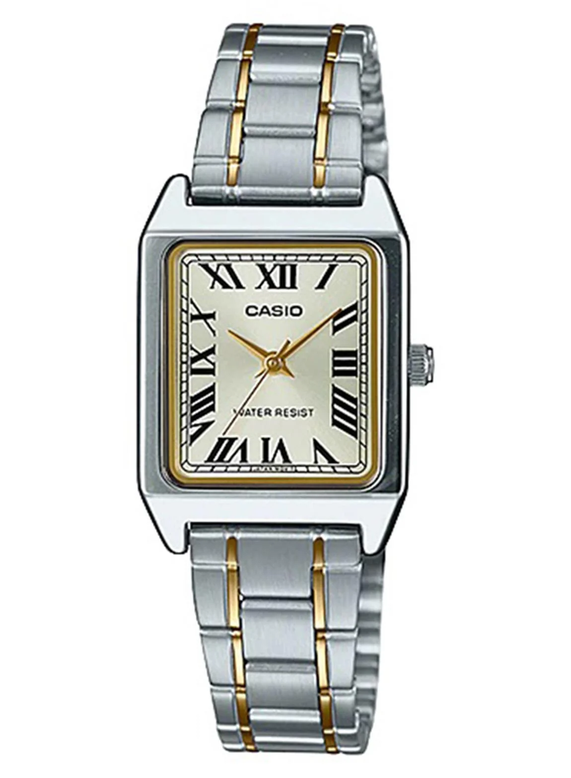 Premium Stainless Steel Analog Wrist Watch for Women Elegant Two-Tone Design (Silver/Gold, 22 mm) yskle