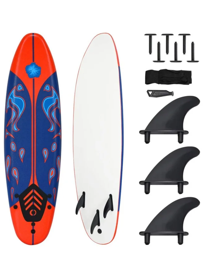 Max Strength 6Ft Stand Up Surfboard with 3 Detachable Fins and Safety Leash (Non-Slip Foam, For Kids and Youth) i9z5b