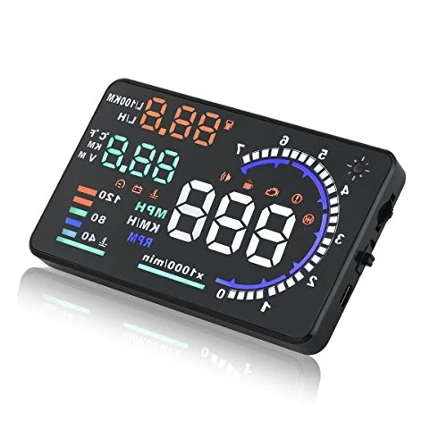 MAIMEIMI Car Heads Up Display OBD2 Digital Speedometer with RPM Water Temperature Alarms for OBDII Vehicles (Black, 1 Piece) xgjah