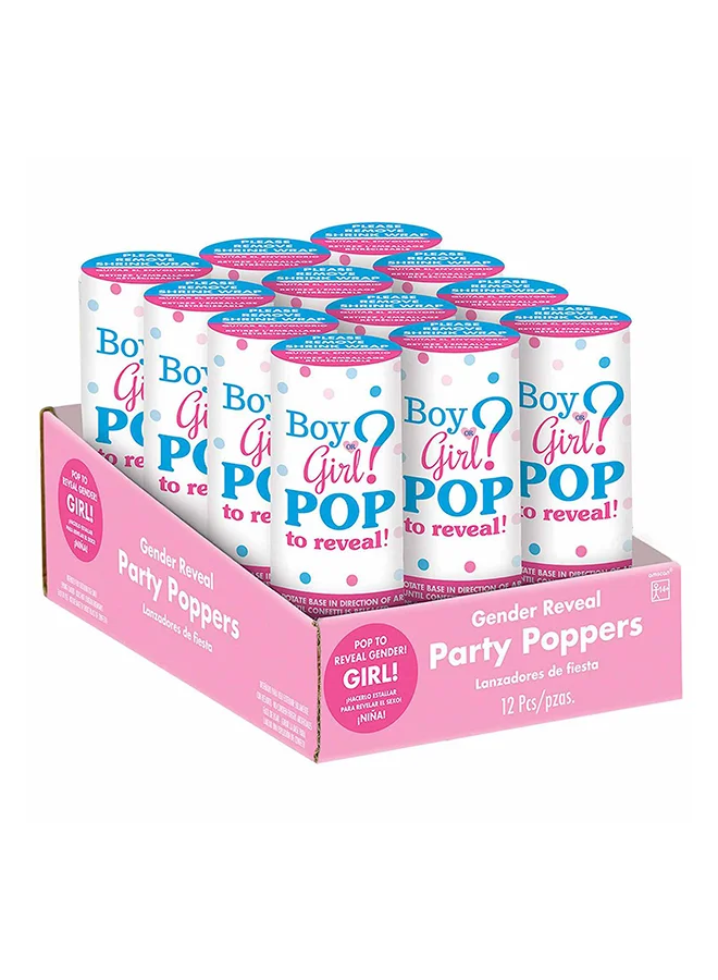 Amscan Pink Confetti Party Poppers Foil (12pcs) for Baby Shower and Celebration Events up0fy