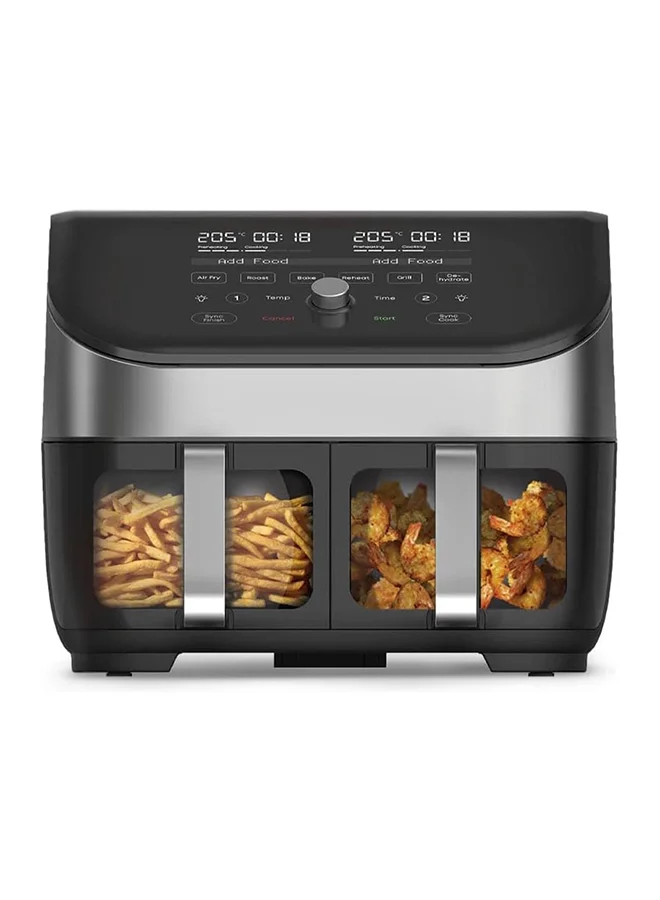 Premium Dual Basket Air Fryer with ClearCook Window and Digital Touchscreen (Stainless Steel, 7.6 L) lcu5l